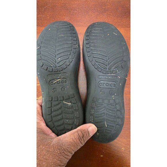 Crocs Women's Black Teardrop Slingbacks Flats W7 Casual Slip-On Shoes - Picture 6 of 7